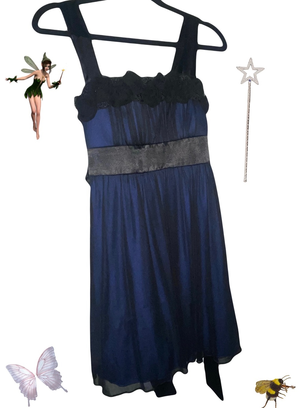 Speechless Royal Blue and Black Floral Accent Dress